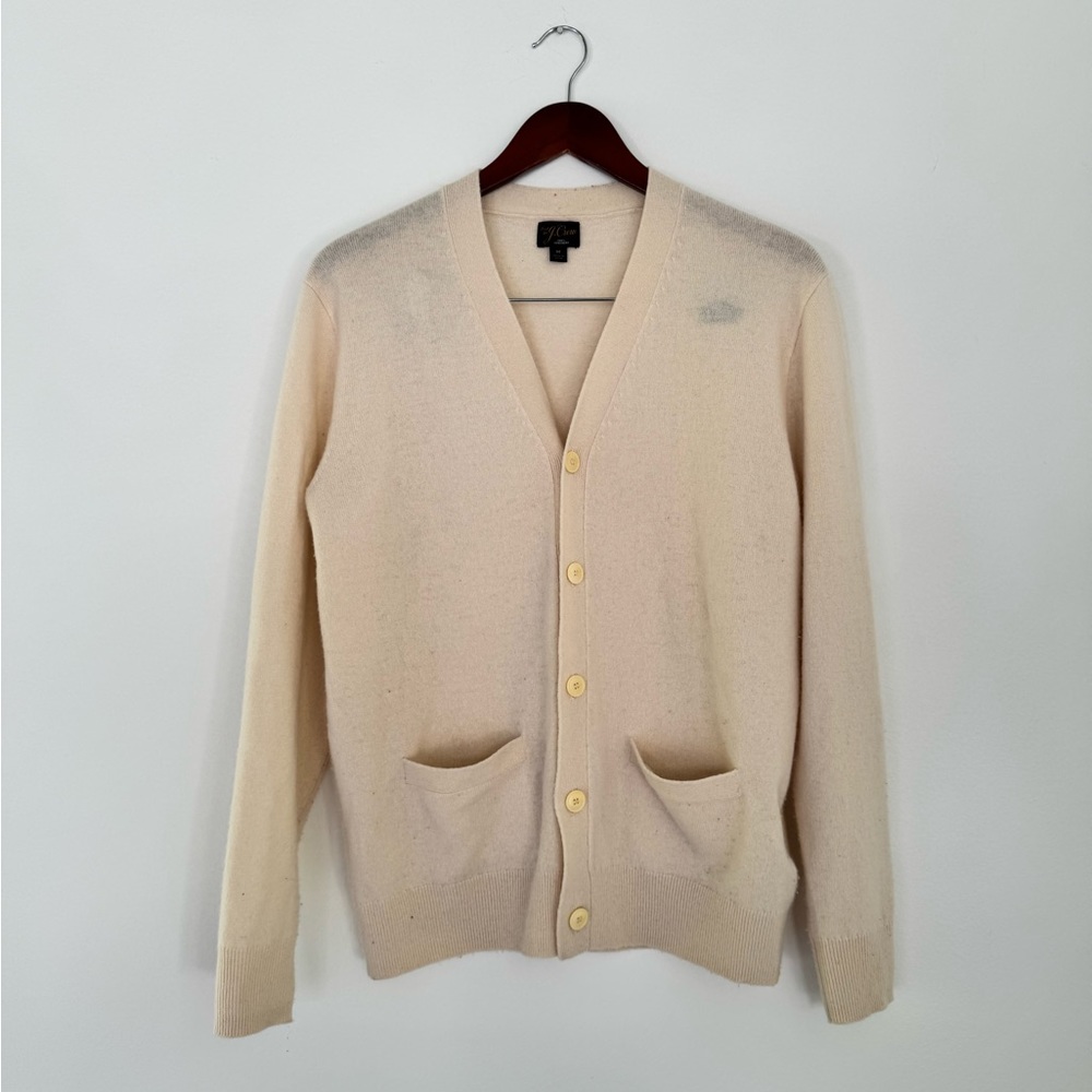 J. Crew Cashmere Men's Cream Cardigan Sweater